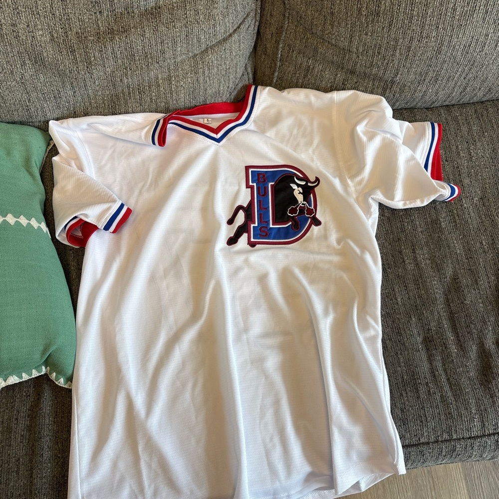White Bulls Patch Jersey with Red & Blue Trim
